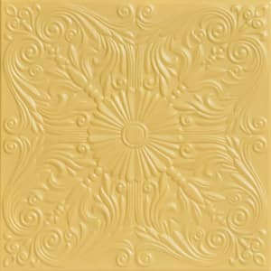 Spanish Silver Concord Ivory 1.6 ft. x 1.6 ft. Decorative Foam Glue Up Ceiling Tile (21.6 sq. ft./case)