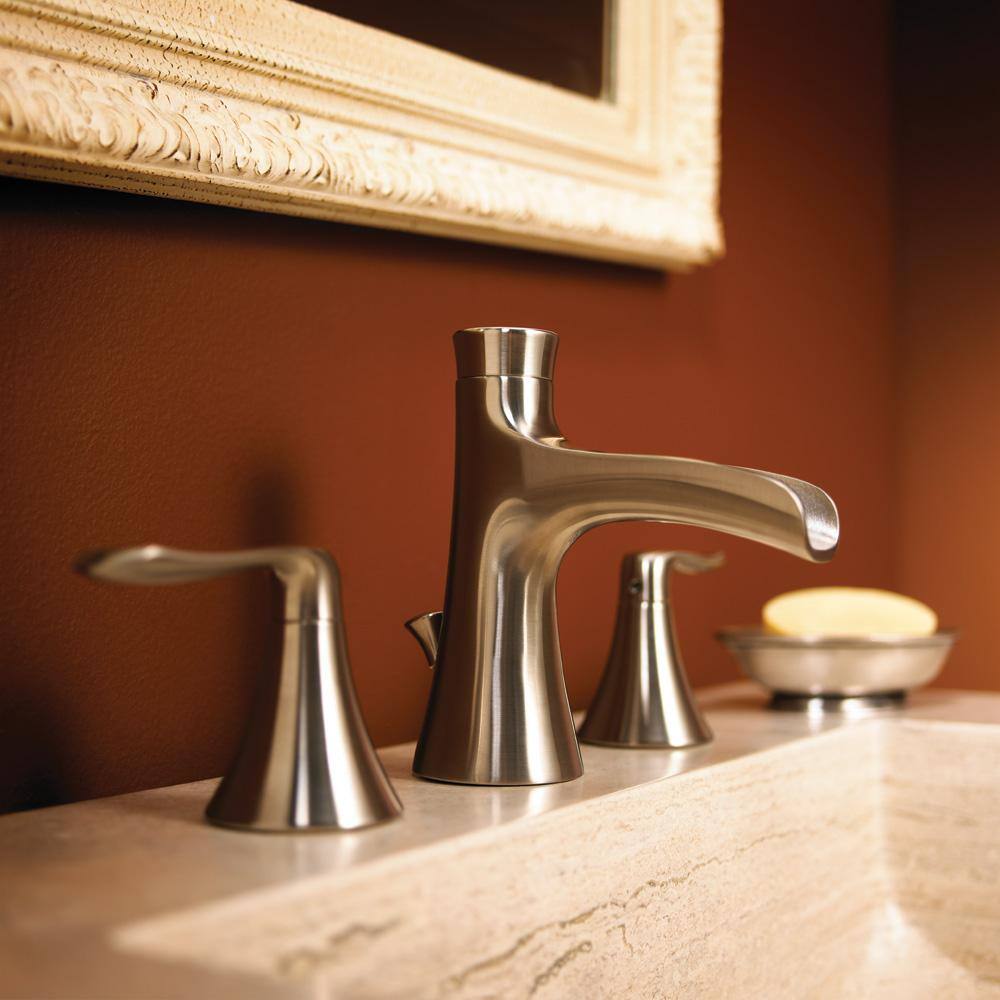 Brushed Nickel Widespread Waterfall Bathroom Faucet