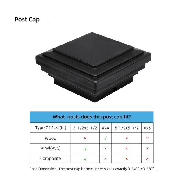3-in W x 1-in L Powder-coated Post Cap- Fits Common Post Measurement: 2-1/2-in x 2-1/2-in