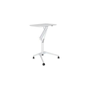 30 in. Height Adjustable Mobile Laptop Desk, White Lacquered Aluminum Base with MDF Top