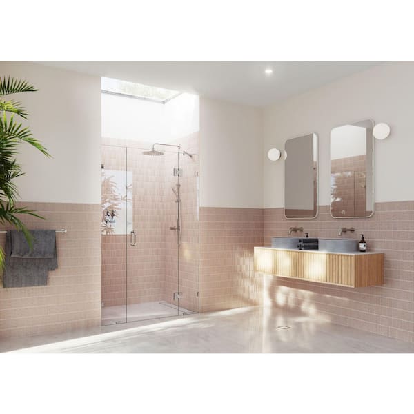 Glass Warehouse Stellar 45.5 in. W x 78 in. H Glass Hinged Pivot Frameless 3-Panel Inline Shower Door in Chrome