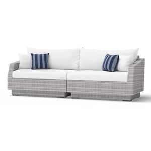 Cannes 2-Piece All-Weather Wicker Patio Sofa with Sunbrella Centered Ink Cushions