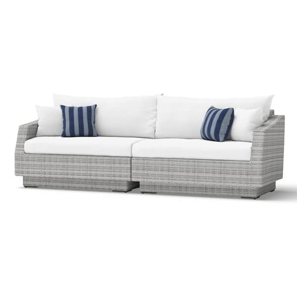 RST BRANDS Cannes 2-Piece All-Weather Wicker Patio Sofa with Sunbrella Centered Ink Cushions