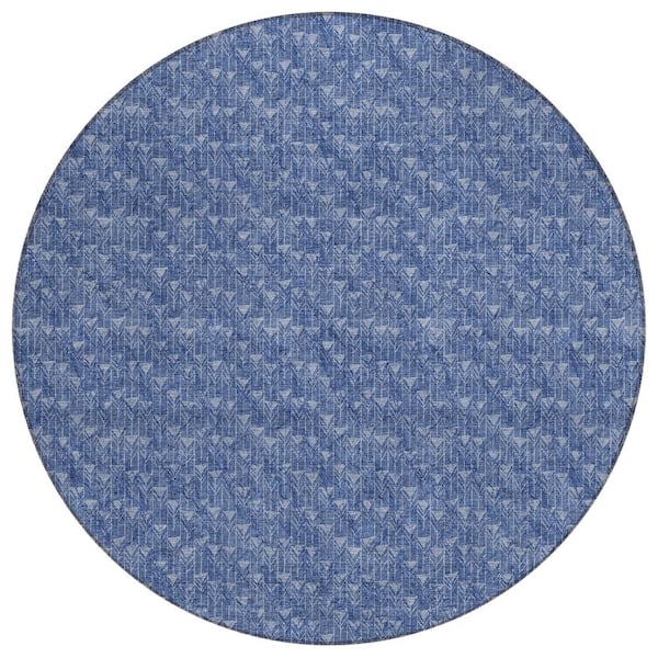 Addison Rugs Chantille ACN514 Navy 8 ft. x 8 ft. Round Machine Washable Indoor/Outdoor Geometric Area Rug