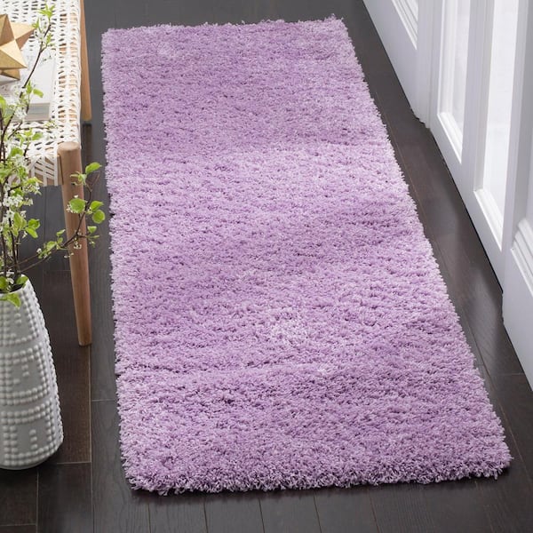 Laguna Shag 2 ft. x 10 ft. Lilac Solid Runner Rug