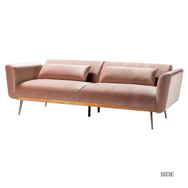 JAYDEN CREATION Cartier 83 in. Pink Square Arm 3-Seat Modern Velvet Sofa