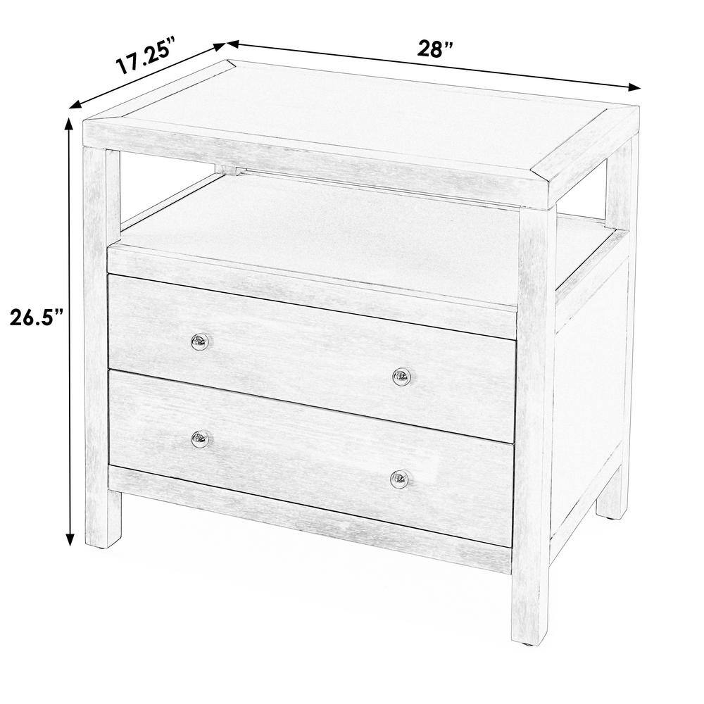 Nora Antique Taupe 2-Drawer Acacia Wood Nightstand
