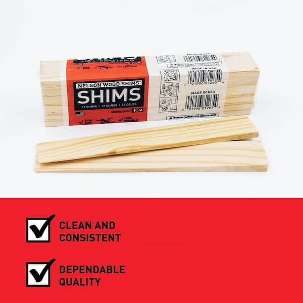 Afoxsos 8 in. 12-Pack ‎Flat Rod Kiln Dried Wood Shims Set of 2-(24