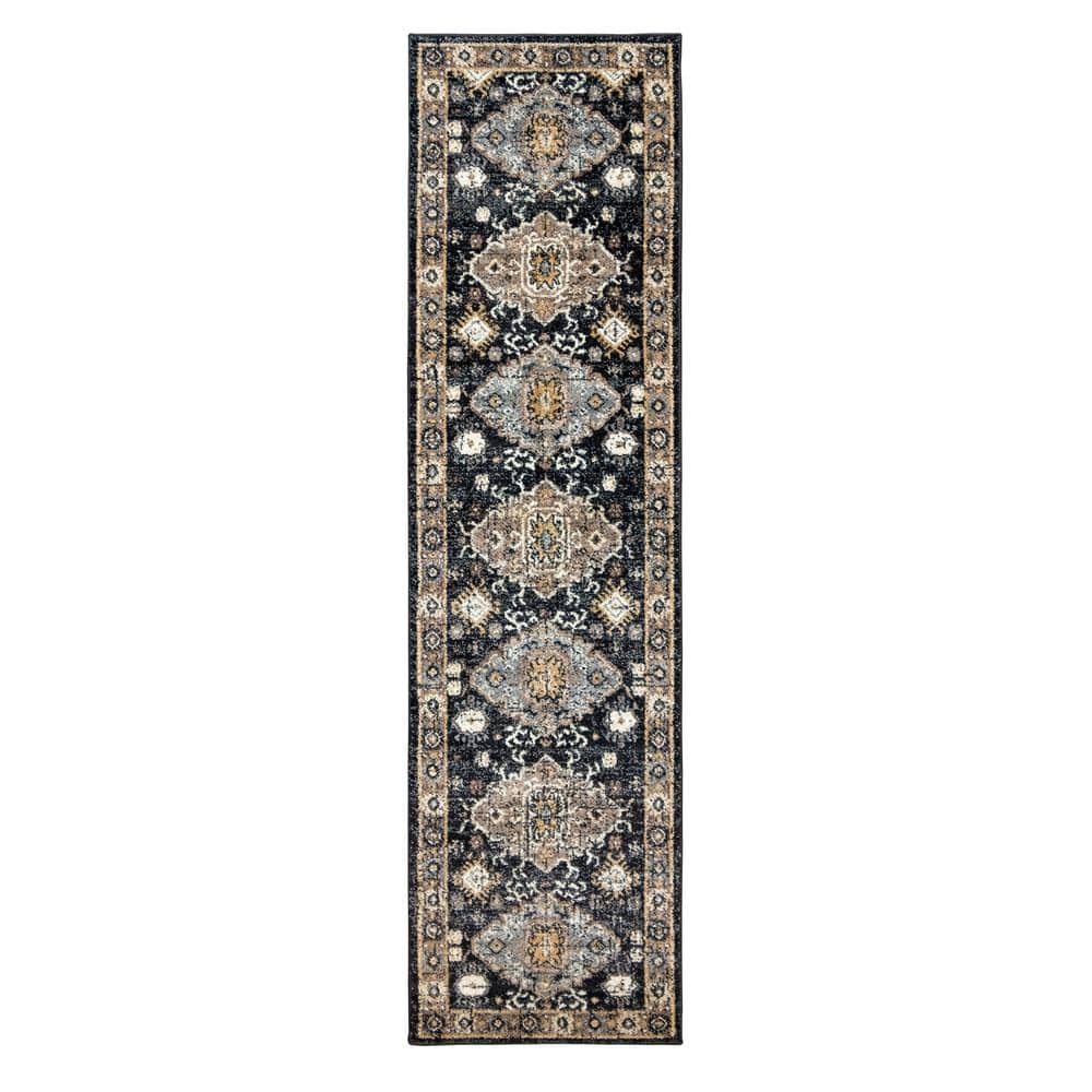 Scanda Yanni Charcoal 2 ft. x 8 ft. Center Motif Indoor Runner Rug price history on PriceWatchPro