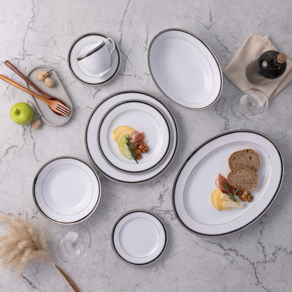 Noritake Austin Platinum 50-Piece Dinnerware Set (White) Porcelain