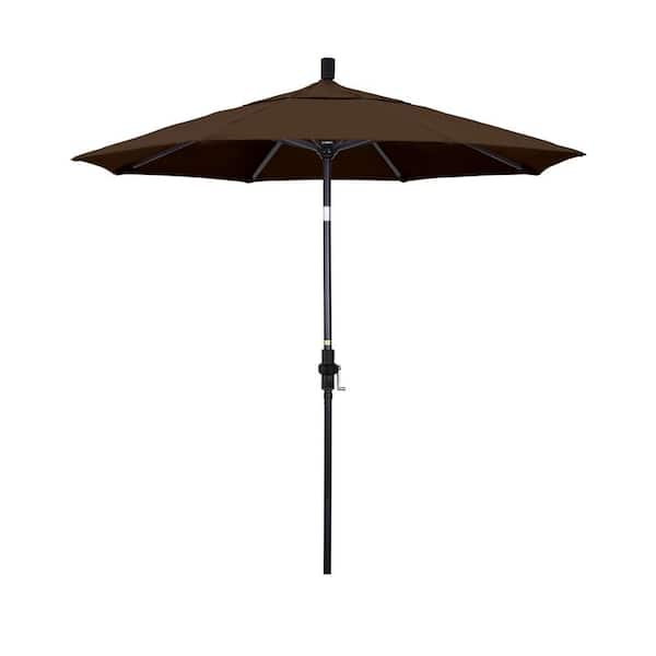 7.5 ft. Black Aluminum Market Patio Umbrella with Collar Tilt Crank Lift in Mocha Pacifica