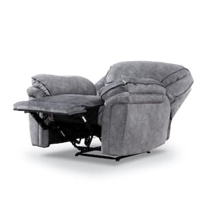 Edmund Gray Microsuede Manual Recliner Chair With Glide