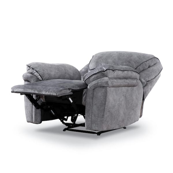 Edmund Gray Microsuede Manual Recliner Chair With Glide