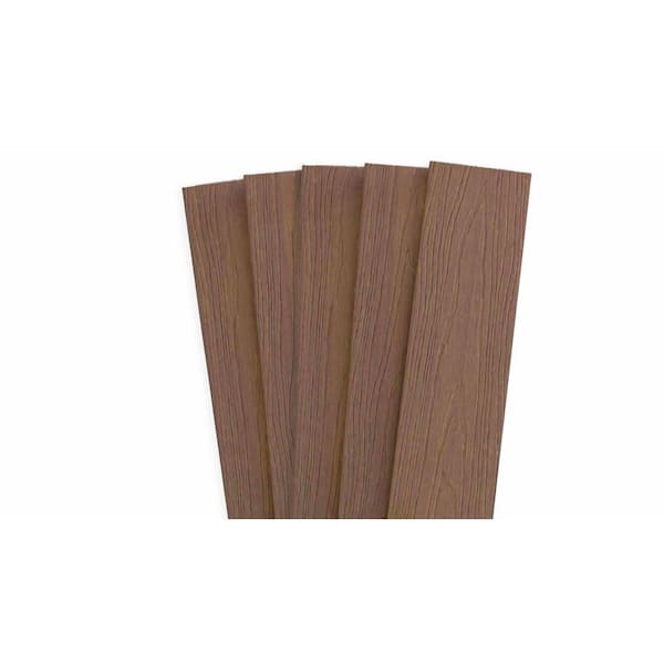 Frame It All 0.40 in. x 5.51 in. x 70.20 in. Teak Capped Composite Flat Top Fence Picket (5-Pack)