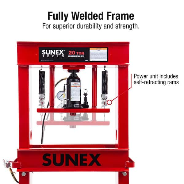 SUNEX TOOLS 20-Ton Air/Hydraulic Shop Press 5720AH - The Home Depot