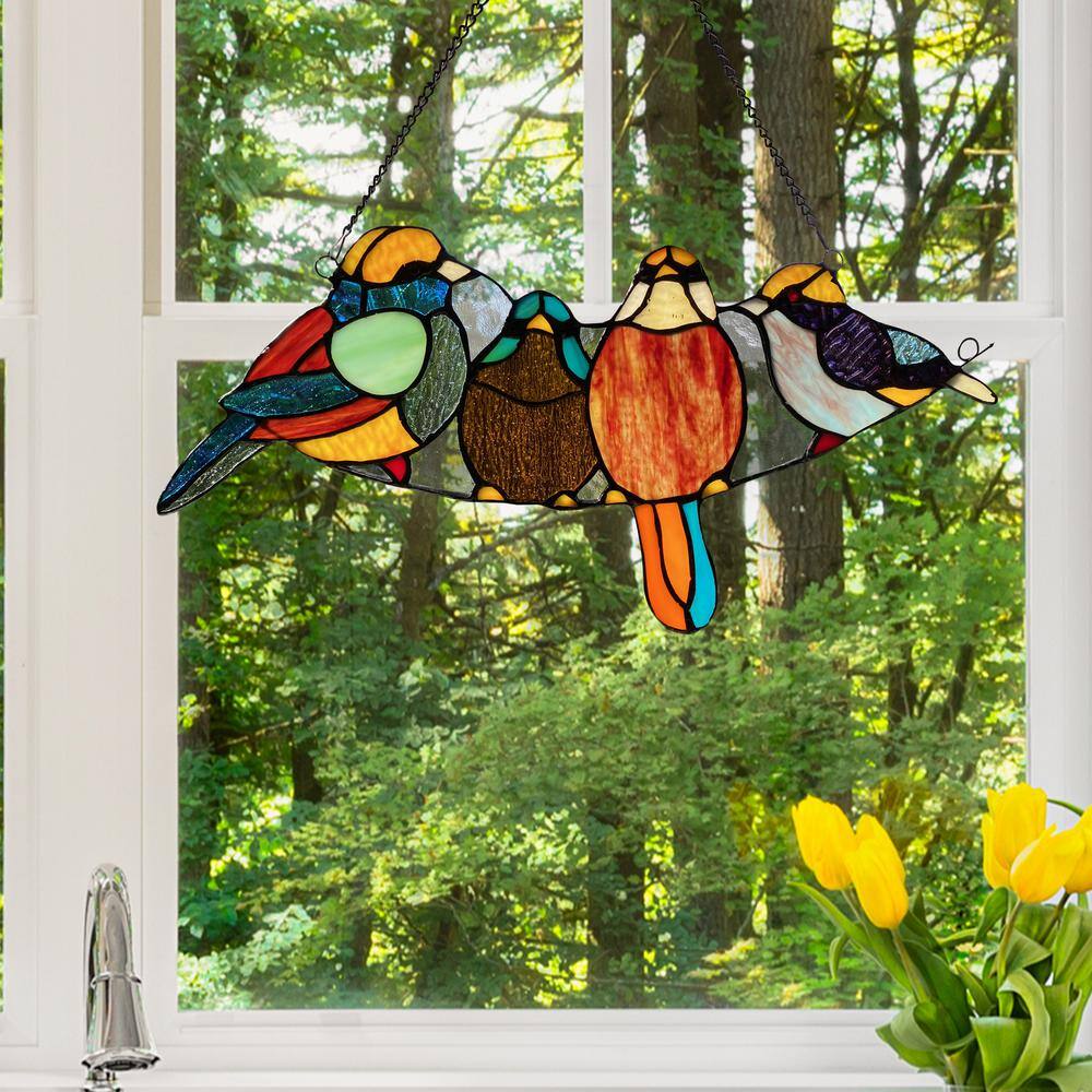 River of Goods Multi-Colored Stained Glass Song Bird Window Panel 14472 ...