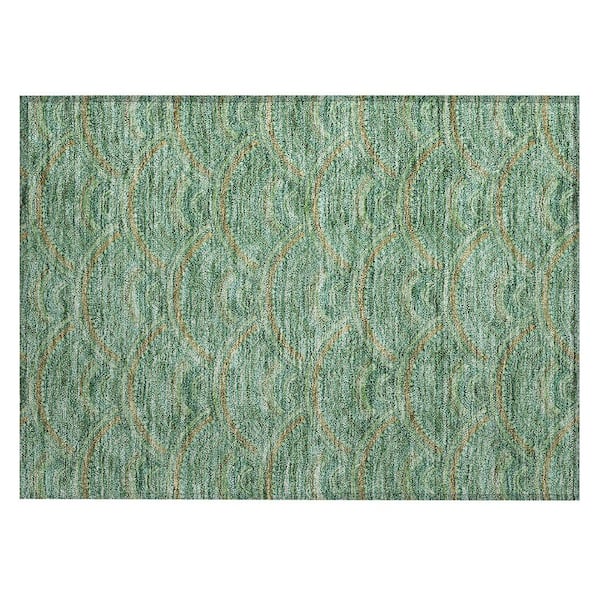 Chantille Machine Washable Indoor/Outdoor Abstract ACN984 Sage 1 ft. 8 in. x 2 ft. 6 in. Area Rug