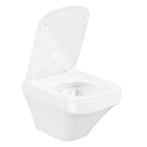 One-piece 1.0/1.6 GPF Dual Flush Square Wall Hung Toilet Bowl in White