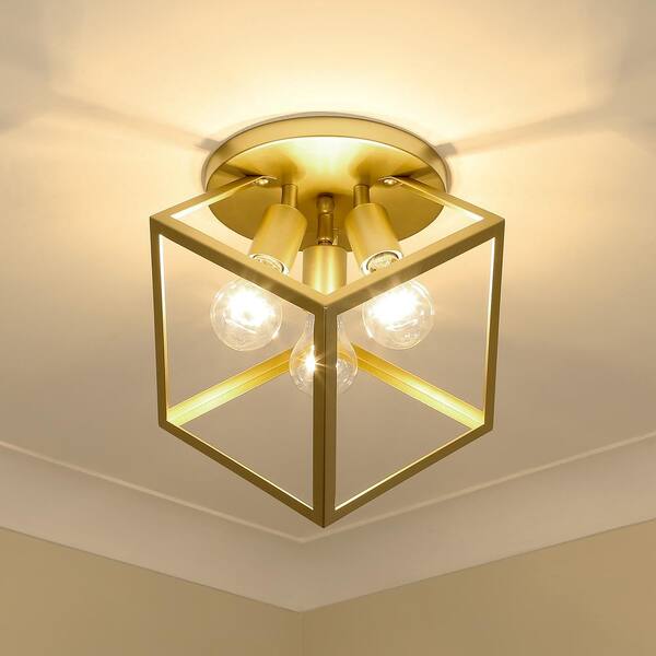 Golden Lighting - Cassio 13.13 in. 3-Light Olympic Gold Semi-Flush Mount
