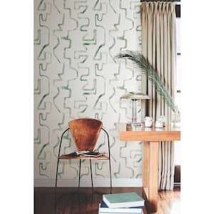 White Green and Grey Abstract Aura Matte Non-Pasted Paper Wallpaper