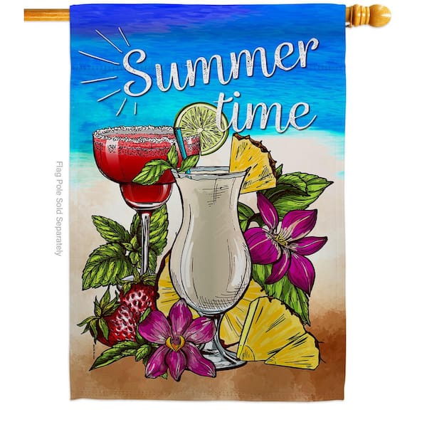 Ornament Collection 28 in. x 40 in. Summer Time Beverages House Flag Double-Sided Decorative Vertical Flags