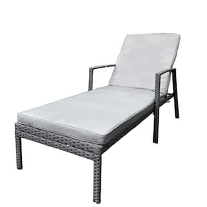 75 in. L x 27 in. W x 38 in. H Rattan Wicker Outdoor Patio Lounge Chairs with Gray Cushion