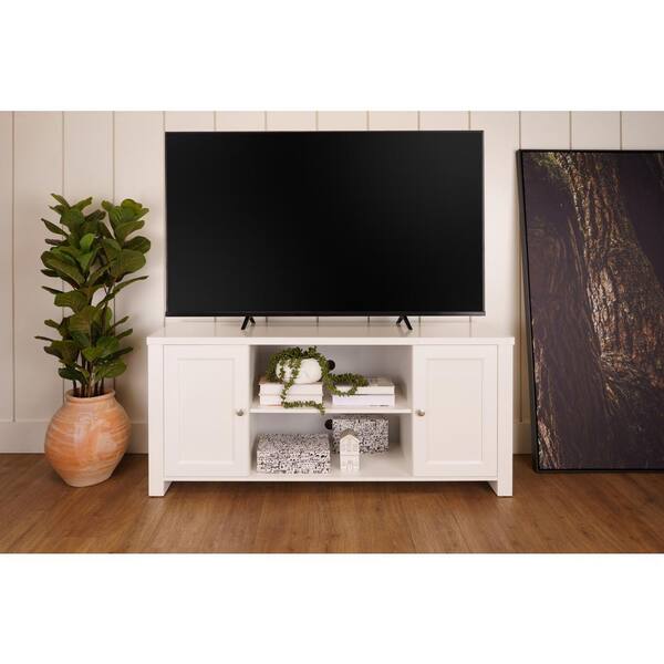 Bertolini Oasis 58.6 in. White TV Stand Fits TV's up to 65 in. with Double Doors