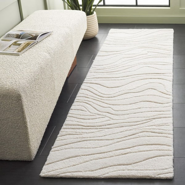 Rodeo Drive 2 ft. x 8 ft. Ivory Abstract Wavy Runner Rug