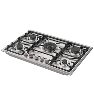 30 Inch Gas Cooktop with 6 Metal Knob, Dalxo 5 Italy Defendi Burner Gas  Stovetop, Food-grade Stainless Steel Built-In Gas Hob, NG/LPG Convertible  Gas