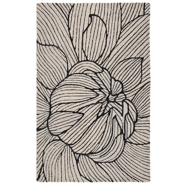 SAFAVIEH Metro Black/Ivory 8 ft. x 10 ft. Floral Area Rug