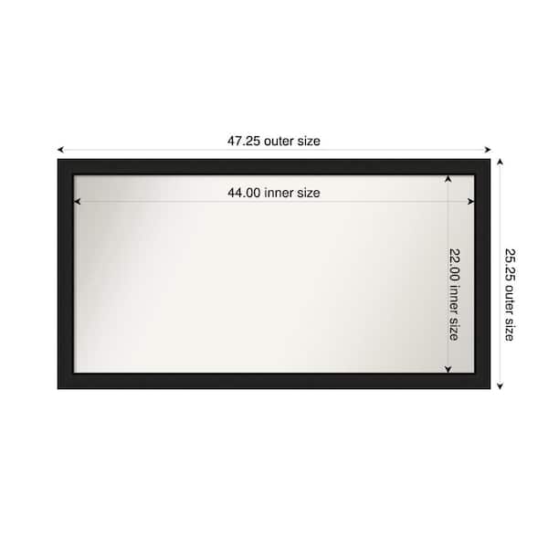 Amanti Art Midnight Black Narrow 47.25 in. x 25.25 in. Custom Non-Beveled Wood Framed Bathroom Vanity Wall Mirror