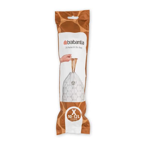 Brabantia 2.6 Gal. to 3.2 Gal. 10 l to 12 l PerfectFit Trash Can Liners Code X 200-Bags
