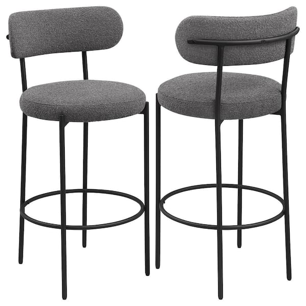 Coaster Viola 30 in. Black Open Back Metal Bar Stool with Fabric Seat (Set of 2)