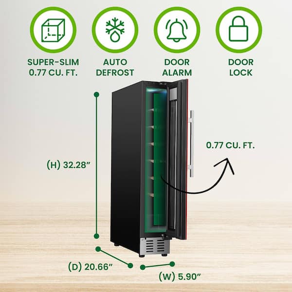 Equator Advanced Appliances 11-in W 18-Bottle Capacity Black Built-In  /freestanding Wine Cooler in the Wine Coolers department at