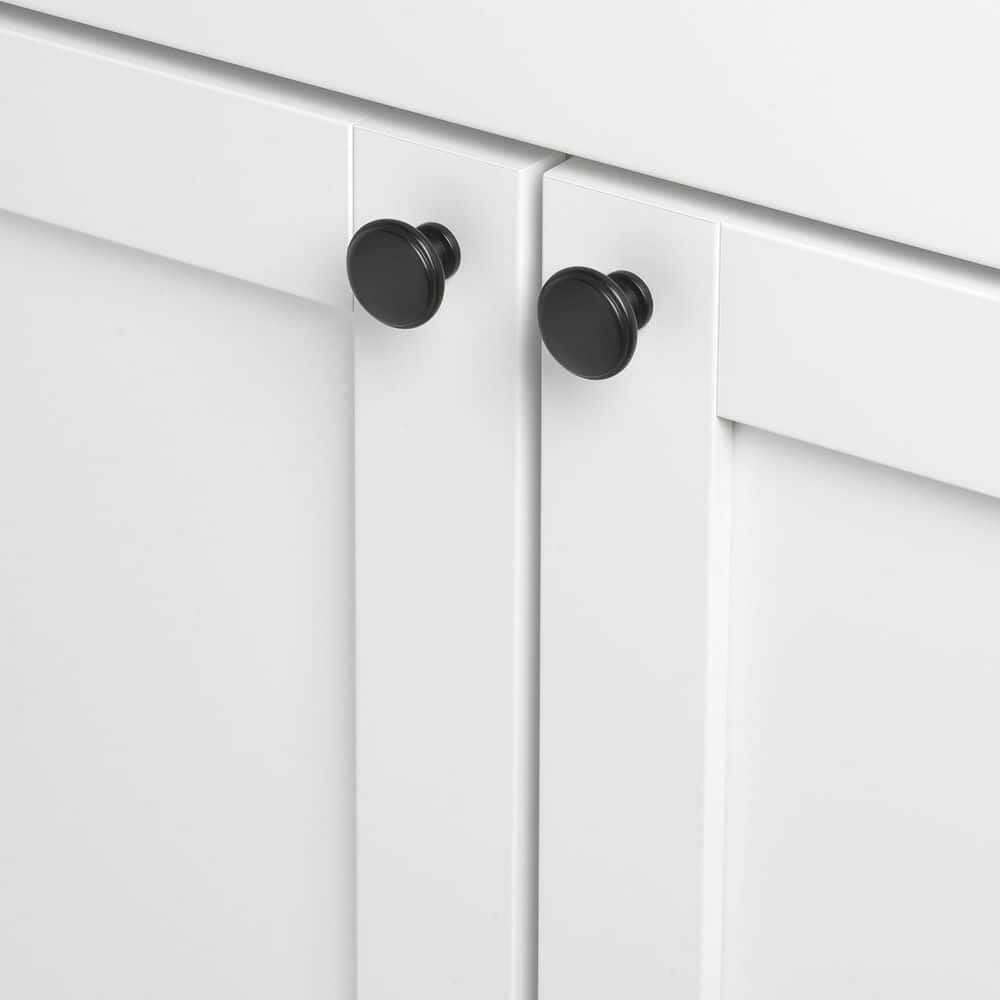 Matte Black Round Zinc Alloy Cabinet Knob Set