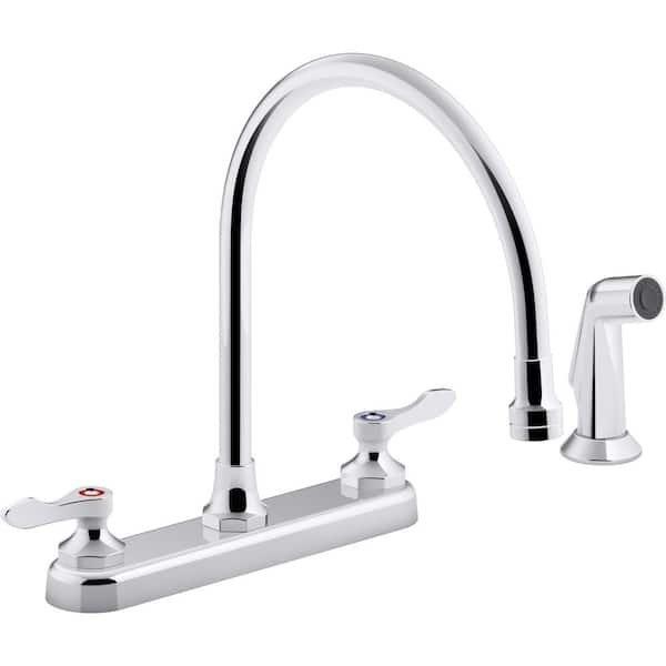 KOHLER Triton Bowe 1.5 GPM 8 in. Widespread 2-Handle Kitchen Faucet with Aerated Flow in Polished Chrome