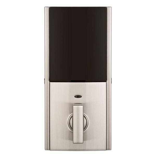 Kwikset Z Wave SmartCode 916 Touchscreen Contemporary Single Cylinder Satin Nickel Keypad Electronic Deadbolt with SmartKey 99160 020 The Home Depot