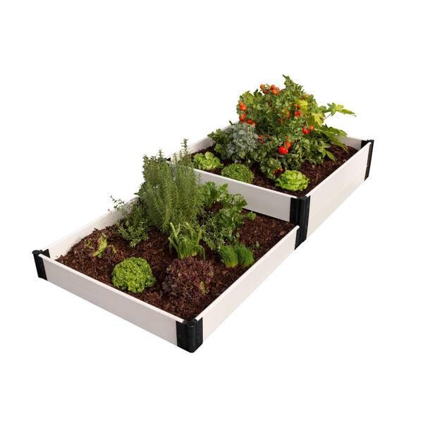 Frame It All 4 ft. x 8 ft. x 8 in. Classic White Composite Terraced Multi-level Raised Garden Bed Kit