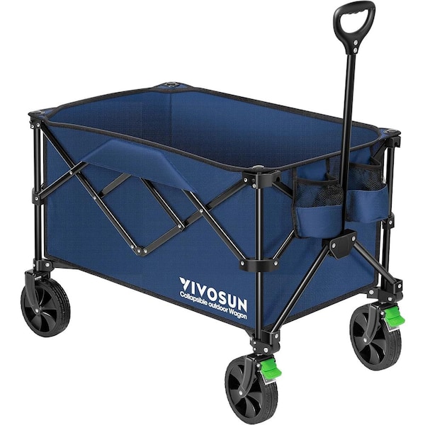 VIVOSUN 2.5 cu.ft. Collapsible Fabric Garden Cart with Universal Wheels and Adjustable Handle in Blue
