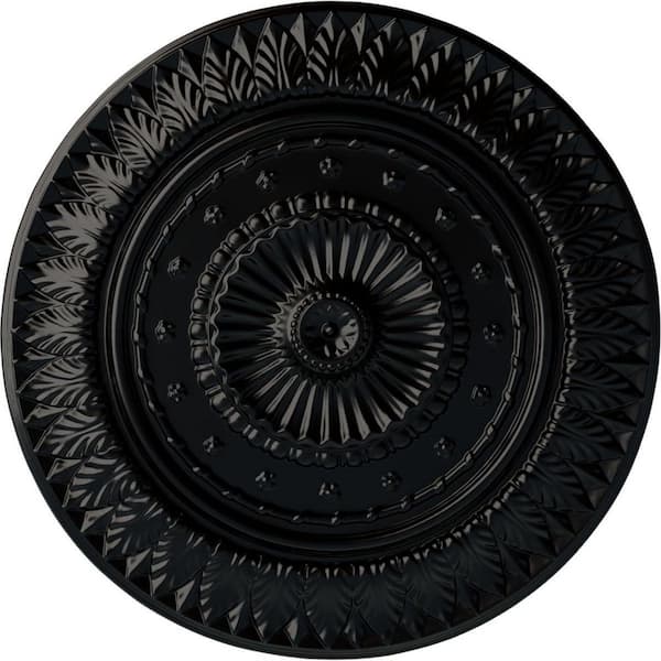 Ekena Millwork 26-5/8" x 2-1/4" Christopher Urethane Ceiling Medallion, Hand-Painted Jet Black