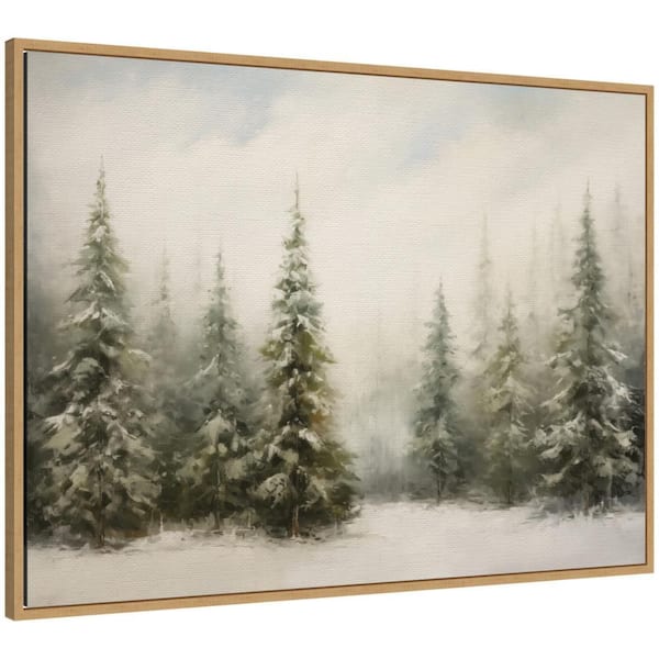 Sylvie "Traditional Snowy Forest Landscape" by The Creative Bunch Studio Framed Trees Art Print 38 in. x 28 in.