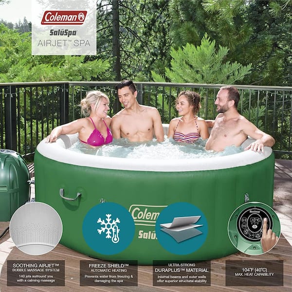Bestway Coleman SaluSpa 4-Person Inflatable Outdoor Spa Hot Tub 2-Slip  Resistant Seats 13804-BW + 2 x 28502E - The Home Depot