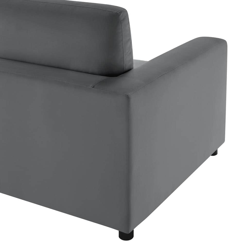 Casella Charcoal Performance Fabric Modern Armchair with Black Wood Legs