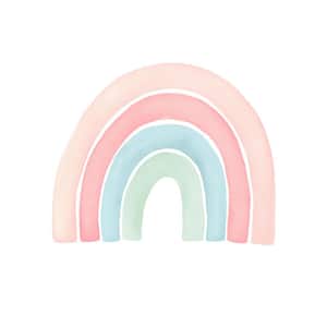 Coral Large Watercolor Rainbow Peel and Stick Vinyl Wall Sticker