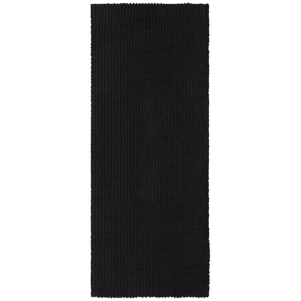 Homespun Noodle 24 in. x 60 in. Charcoal Gray Polyester Machine Washable Bath Mat