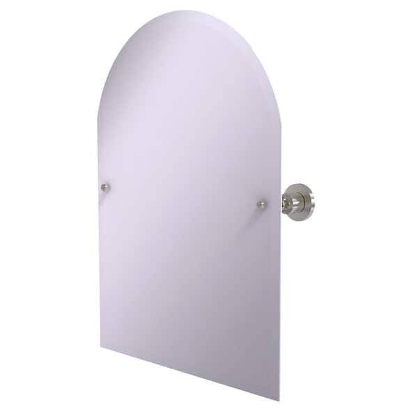 Allied Brass Astor Place Frameless Arched Top Tilt Mirror with Beveled Edge in Satin Nickel