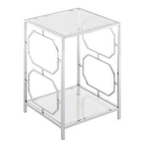 Omega 24 in. Clear Glass and Chrome End Table