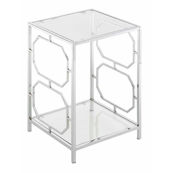 Convenience Concepts Omega 24 in. Clear Glass and Chrome End Table