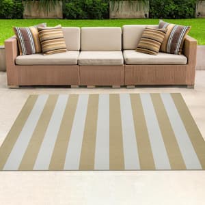 Afuera Yacht Club Butterscotch-Ivory 2 ft. x 4 ft. Indoor/Outdoor Area Rug
