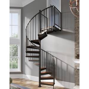 Condor Black Interior 60in Diameter, Fits Height 102in - 114in, 1 42in Tall Platform Rail Spiral Staircase Kit